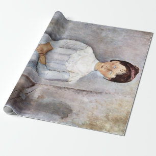 Papel De Presente Menina em Azul, Modigliani