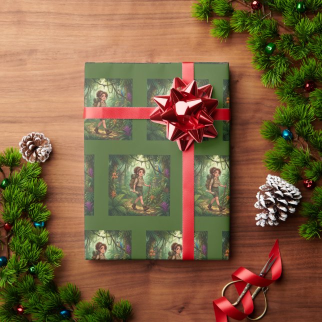 Papel De Presente Menina Exploradora de Desenho Animado Fofo na Selv (Presente de Natal)