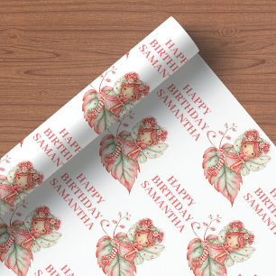 Papel De Presente Menina Fada Pastel Rubor Floral Aniversário Embrul