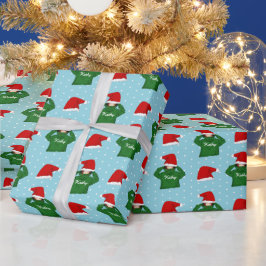 Papel De Presente Menina Fofa com Capuz Verde Chapéu de Papai Noel N