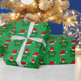 Papel De Presente Menina Fofa com Capuz Verde e Chapéu de Papai Noel