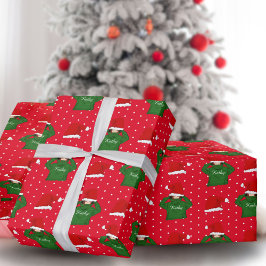 Papel De Presente Menina Fofa com Capuz Verde e Chapéu de Papai Noel