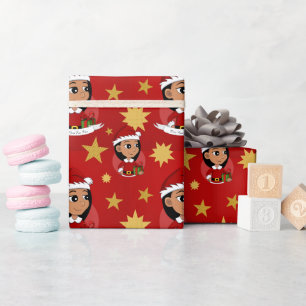 Papel De Presente Menina hispânica bonita com cabelos longos e preto