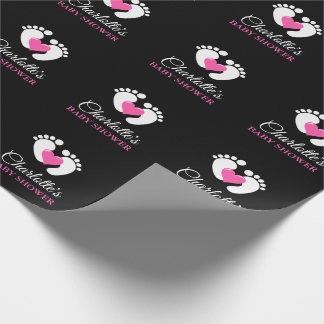 Papel De Presente MENINA personalizada do coração dos pés do rosa do