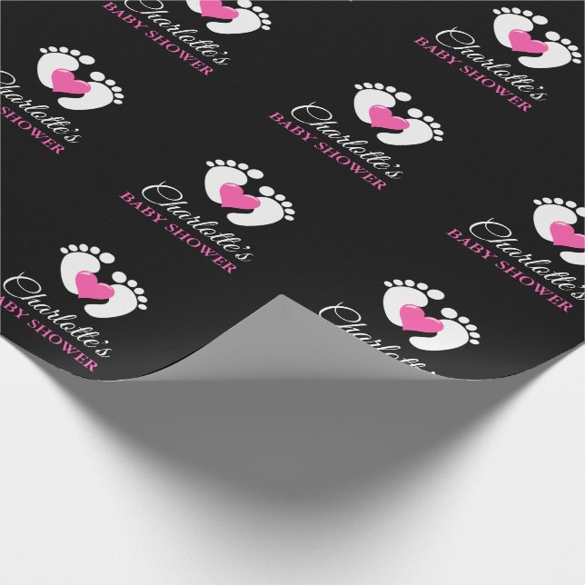 Papel De Presente MENINA personalizada do coração dos pés do rosa do (Ponta)