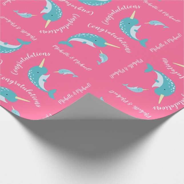 Papel De Presente Menina Rosa-Chá de fraldas Narwhal (Ponta)