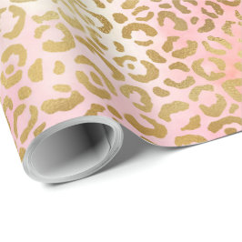 Papel De Presente Menina Tie Rosa Rosa Tinta Dourada Impressão Leopa