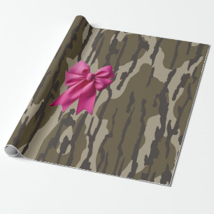 Papel De Presente Meninas Camo Laço Rosa Camuflagem Fundo