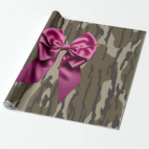 Papel De Presente Meninas Camo Laço Rosa Camuflagem Fundo