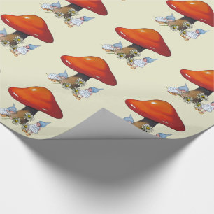 Papel De Presente Meninas do gnomo, margaridas, Toadstool, arte da
