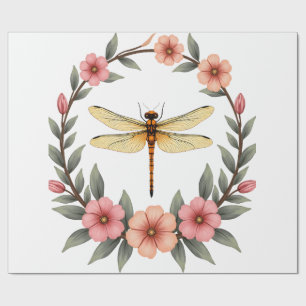 Papel De Presente Meninas Estética Floral Cottagecore Fofa Libélula