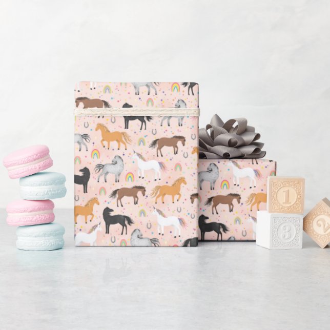 Papel De Presente Meninas Fofas Magicas Fofas Unicórnio Rosa Anivers (Chá de bebê)
