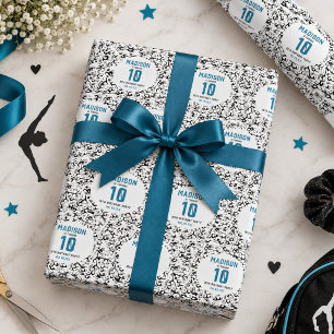 Papel De Presente Meninas Ginástica Moderna Preta Aniversário de 10 