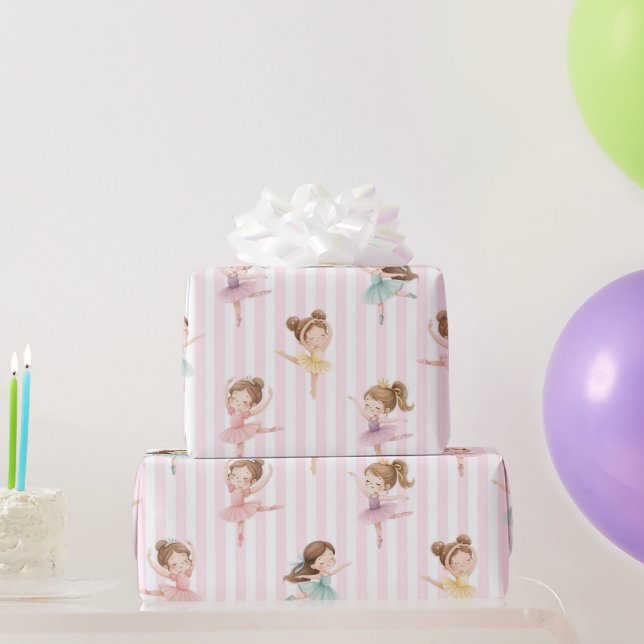 Papel De Presente Meninas Rosa Laço Tutu Bailarina Aniversário (Presentes para festas)