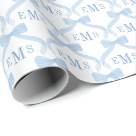 Papel De Presente Menino Bebê Arcos Azuis Monograma Elegante