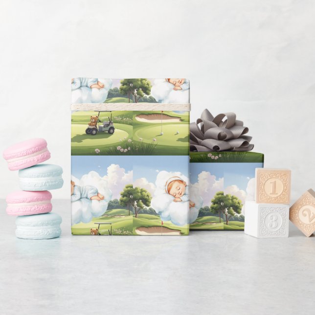 Papel De Presente Menino de golfe no campo de golfe  (Chá de bebê)