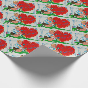 Papel De Presente menino dos anos 1930 colhendo flores Seja Meu Namo