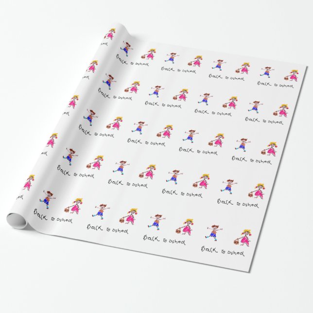 Papel De Presente Menino e menina novos - de volta à escola (Desenrolado)