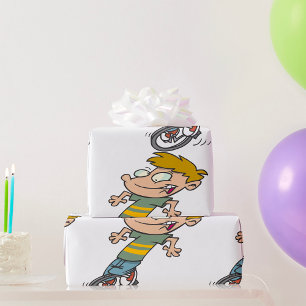 Papel De Presente Menino Engraçado Andando de Monociclo