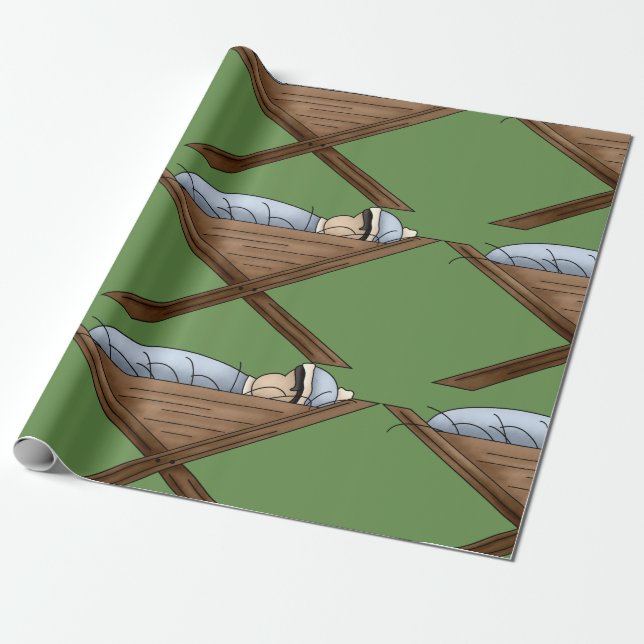Papel De Presente Menino Jesus no Presépio Cena de Natal (Desenrolado)