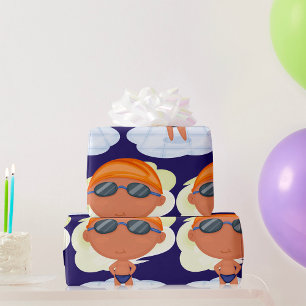 Papel De Presente Menino Nadador de Óculos e Touca de Natação