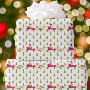 Papel De Presente Menino Primeiro Natal Papai Noel e Avião Personali