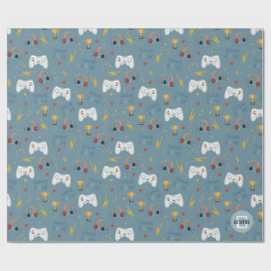 Papel De Presente Meninos Blue Video Game Kids Legal Aniversário