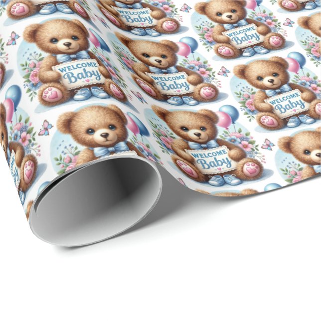 Papel De Presente Meninos bonitos bem-vindos bebê (Ponta do rolo)