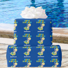 Papel De Presente Meninos Nadando Festas de Piscina Crianças Azul An