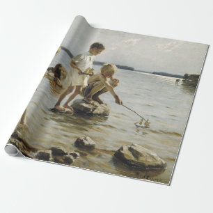Papel De Presente Meninos tocando na praia (por Albert Edelsense)