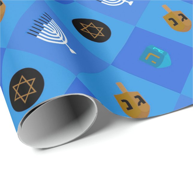 Papel De Presente Menorá de Hanukkah Dreidels estrela (Ponta do rolo)
