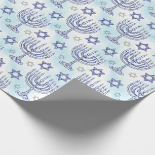 Papel De Presente Menorá de Hanukkah Estrela de Davi Estilo de Arte