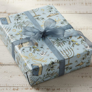 Papel De Presente Menorá Judaica Feliz Hanukkah e Ramos de Oliveira