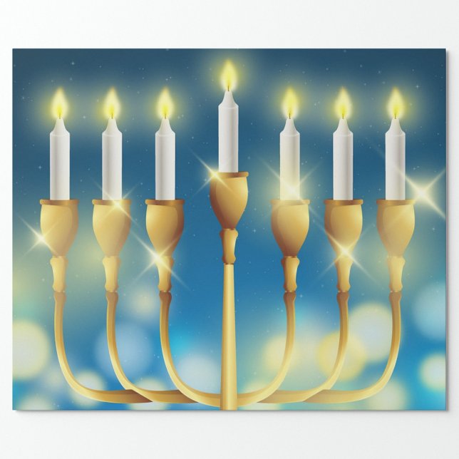 Papel De Presente Menorah Candlesticks (Holiday Candlesticks Wrapping Paper!)