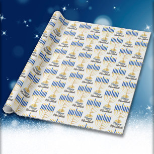 Papel De Presente Menorah com Luzes Feliz Hanukkah