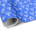 Papel De Presente Menorah Star de David Hanukkah Padrão Presente Azu<br><div class="desc">Verifique meu compro para mais cores e padrões! Por favor, observe cuidadosamente como o Zazzle impressão o padrão e certifique-se de que o tamanho está certo para suas necessidades. Eles repetem o padrão a cada 36" para que ele não se alinhe aos seus propósitos. Isto é verdade para todos os...</div>