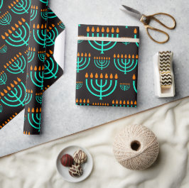 Papel De Presente Menorahs de Hanukkah