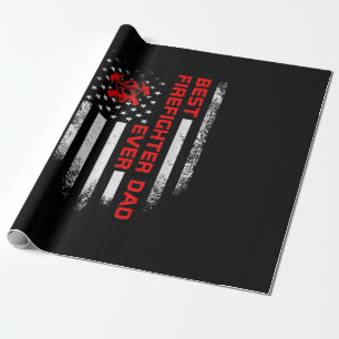 Papel De Presente Mens Vintage EUA: Melhor Bombeiro Bandeira America