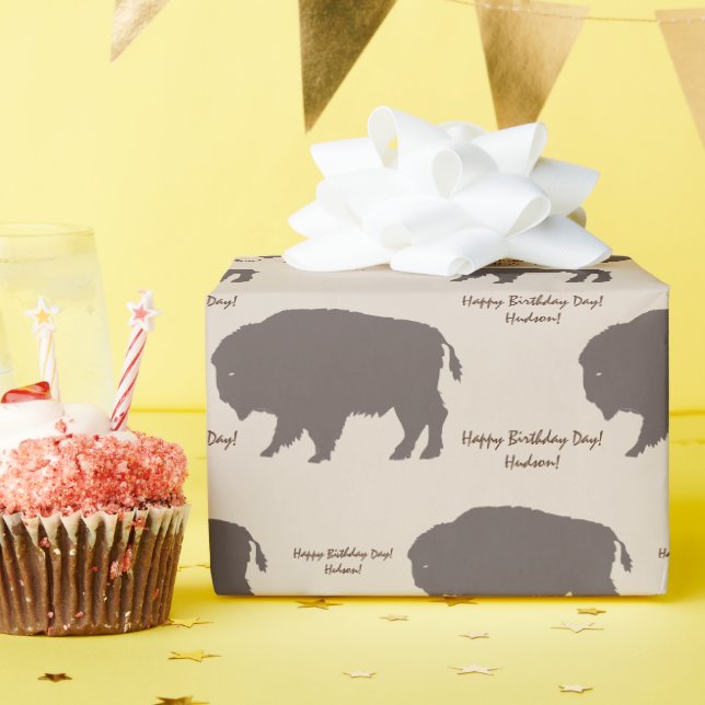 Papel De Presente Mensagem Personalizada de Brown e Beige Tan Rustic (Festa de aniversário)