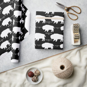 Papel De Presente Mensagem Personalizada de Buffalo Russo Negro e Br