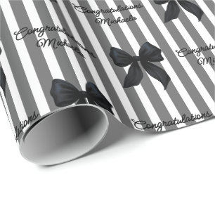 Papel De Presente Mensagem Personalizada Laços Pretos Coquete Congra