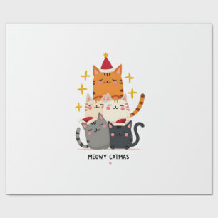 Papel De Presente Meowy Catmas Gato Natal Árvore de Natal (3)