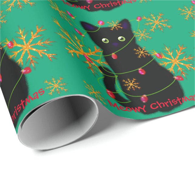 Papel De Presente Meowy Christmas | presente para amantes de gatos | (Ponta do rolo)
