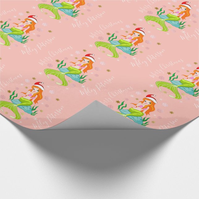 Papel De Presente Mereia Natal e flocos de neve ouro personalizados (Ponta)