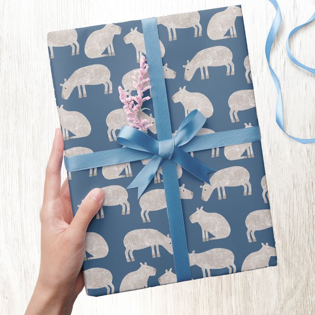 Papel De Presente Mergulho Capybara (Fun capybara pattern gift wrapping paper)