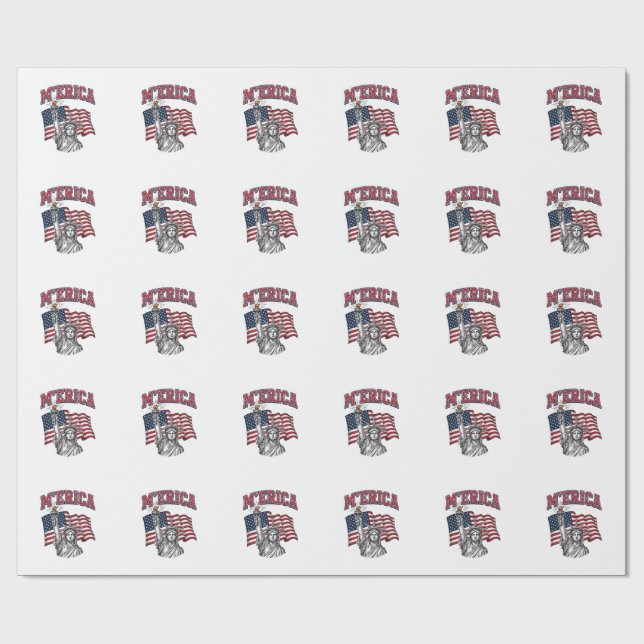 Papel De Presente MERICA Vintage Liberdade Patriota (Aberto)