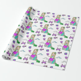 Papel De Presente Mermaid and Sea Creatures Girl's Gift Wrap