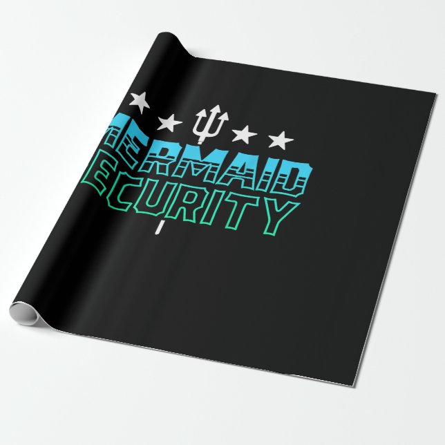 Papel De Presente Mermaid Security Team Gift Swimmer Nadação (Desenrolado)