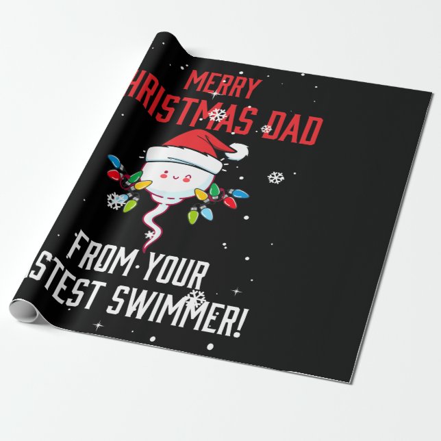 Papel De Presente Merry Christmas Dad From Your Fastest Swimmer (Desenrolado)