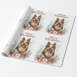 Papel De Presente Merry Christmas Dog Festive Holiday Gift Wrapping 
